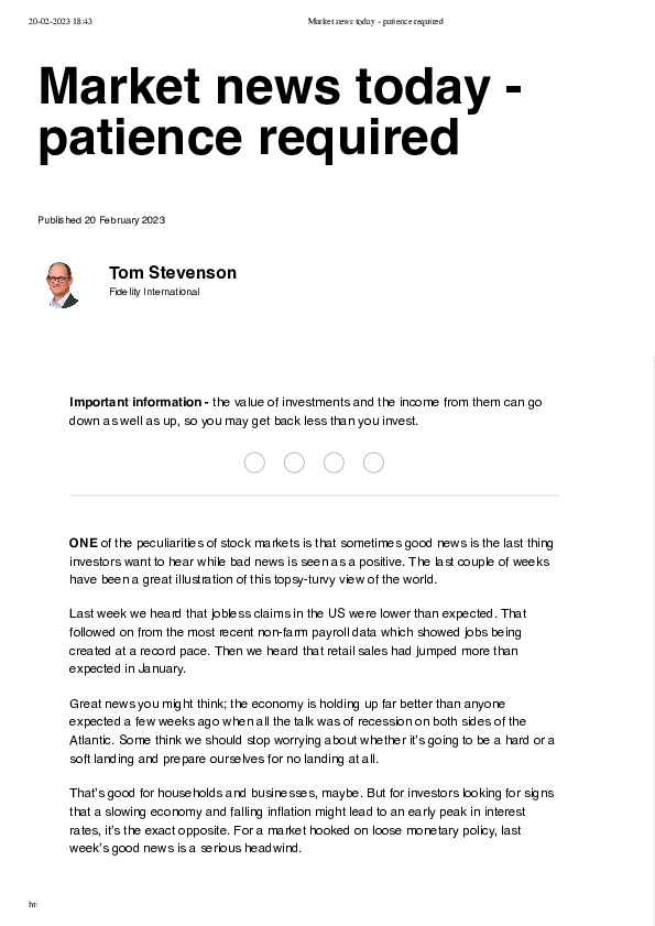 Market news today - patience required | Investment Officer